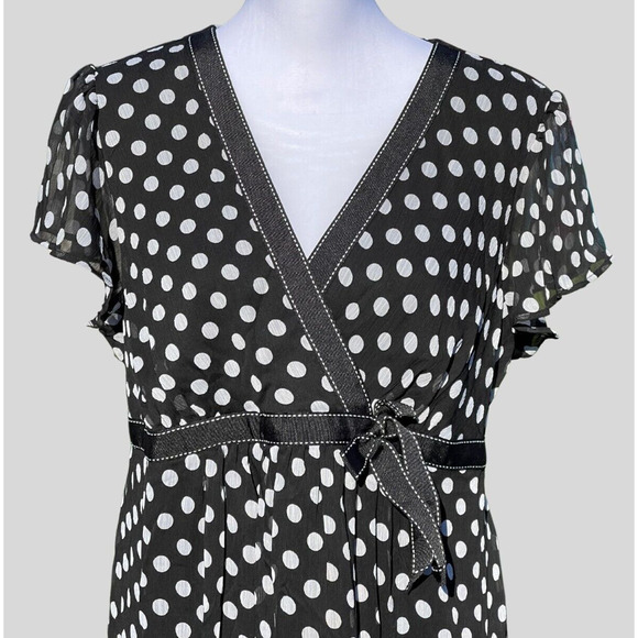 Motherhood Maternity Dress Black and White Polka Dot Pregnancy Baby Shower - Picture 6 of 16